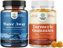 Bundle of Water Away Pill Maksimal Kekuatan untuk Retensi Air Akting untuk Bantuan Bloating Relief dan Turmeric Gummies untuk Apik Peach Flavor - Ekstra Kekuatan Dukungan Gummi Gabungan
