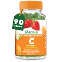 Lifeable Vitamin C - Great Tasting Natural Flavor Gummy Suplement - Vegetarian GMO-Free Vitamin - untuk Dukungan Imune - 90 Gummies (1050 mg)