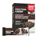 MuSASHI Protein Crisp Bar, 20g Protein, 4g Total Sugars, Chocolate Brownie, Post Workout dan Snack On The Go, 12 Pack of 2.1oz (60g) Bars