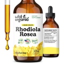 Wild & Organic Rhodiola Rosea Taincture - Rhodiola Rosea Suplemen untuk Dukungan Mood - Relaxing Root Extract Liquid Drops - Vegan, Sugar & Alcohol- Free - 4 flf oz