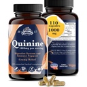 Quinine for Leg Cramps 1000 mg - 110 Capsules - Cincona Bark Extract Suplemen - Quinine Capsules - Vegan, Non - GMO