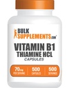 BulkSuplements.com Thiamine HCI Capsules - Thiamine Hydrochloride, Vitamin B1 Suplemen - Gluten Bebas, 1 Capsule per Serving, 500 Count (Paket 1)
