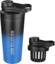 DiW 24 oz Shaker Bottle, Stainless Steel Mix Bottle dengan Noise- Free Design, Insulated Metal Shaker Cup untuk Protein Mix and Pre Workout, Gym Cup Shaker (Black & Blue)