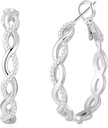 Senteria 925 Sterling Silver Earrings Hoops for Women Lighweight Toop Earrings With Cubic Zirconia Hypoallergenic Hoops Earrings (20 / 30 / 50 / 60MM)