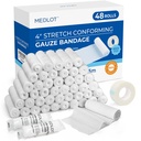 LotFancy Gauze Rolls, 48 Count, 4 Inch x 4.1 Yards, Gulled Gauze Wrap, Conforming Stretch Bandage for Wounds Care, Medical Supplies for First Aid