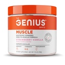 The Genius Brand Genius Muscle Health Supplement for Growth, Endurance & Recovery - Non-Hormonal Formula - 6 Mushroom Organik - Dihibur - 30 Pelayan - Strawberry Vanilla