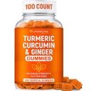 Turmeric Gummies for Dewasa dan Anak-anak; Max Strength Turmeric and Ginger Supplement Afsel 124; Vegan Natural Ortical Turcumin Gummies for Overall Health