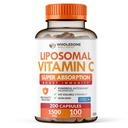 Whyesome Wellness Lipomal Vitamin C Capsules (200 Pills 1500mg Buffered) Absorpsi Tinggi, Sistem Imune & Collagen Booster, Soluble Fat Soluble Support Achibic Acid, Natural Vegan