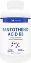 ML Pantothenic Acid B5 240 Vegetable Capsules. Metabolisme Energi, Dukungan Sistem Gugup, Sertifikasi NSF & cGMP- Compliant