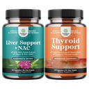 Bundle of Liver Dukung NAC Tambahan dengan Milk Thistle Extract, N Acetyl Cysteine dan Artichoke, dan Herbal Thyroid Dukung Kompleks - Scan Kelp Iodium Hormone - Mood & Energy