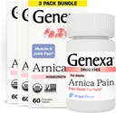 Genexa Arnica Tablet for Pain Relief Formula 124; Leviate Muscle & Joint Pain, Soreness, & Stiffness 124; Delicious Organic Grape Flavor 124; Homedy Remedy Made Clean 124; 300 Chelable Tablets (3 Pack)