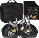 Case Travel Jewelry Organizer, Jewelry Bags Jewelry Storage Book Binder dengan Clear Zipper Velvet Pouch untuk Traveling, Earrings, Rings, Necklace, Brackets