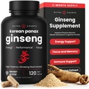 NutraChamps Korean Red Panax Ginseng Capsules 124; Ekstra Kekuatan Ginsenosides untuk Energi, Fokus, Performance, Vitalitas & Imune Dukungan 124; Kingseng Root Ekstrak (120, Merah)