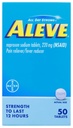 Aleve, Pain Reliever / Fever Reducer 220 mg tablet, 50 Count