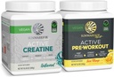 Aktif Pembalut Hidrasi Pretraining Blend & Creatine Monohidrender Set 124; Bundle & Save 124; Non-GMO Pengisi Air Susu & Gluten Bebas (60 Pelayan Tanpa Rasa Creatine, 30 Servis Yuzu Mango Pre Workout)