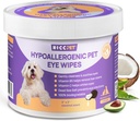 HICC PET Eyes Wipes for Dogs & Cats, Vet- Rekomendated Dog Eye Infection Treatment, Lelet Tear Stain, Debris, Discharge - Hipotealergenic Pet Eye Wasting for Eyes, Wrinkle, Face - 100pcs
