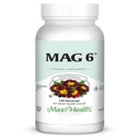 Maxi Health MAG 6 - Magnesium (as Oxide, Glycinate) with Vitamin B6 - Migraine, Muscle Cramps, Ginjal Stone Dukung - Magnesium Suplemen Perempuan & Pria - 120 Kapsul - Kosher