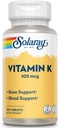 Filarie Vitamin K-1 100mcg 124; Healthy Bone Structure, Blood Clotting, Protein Synthesis Dukungan 124; Non- GMO, Vegan & Lab Diverifikasi 124; 100 Tablet