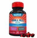 Antartika Krill Oil 1000mg, Omega 3 Suplemen EPA, DHA, Phospholipids dan Astaxanthin- 120 Softgels