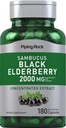 Piping Rock Elderberry Capsules 124; 2000 mg 124; 180 pil 124. Sambucus Herbal Ekstrings Supplemen: 124; Konsentrasikan Ekstrak 124; Non-GMO, Gluten Bebas