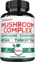 Satoomi 10in1 Lions Mane Suplemen - Dicampur dengan Cordyceps Sinensis, Reishi Mushroom, Turkey Tail Jamur & Lainnya - 90 Hitung untuk 3 Bulan