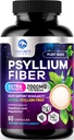 Psyllium Husk Fiber Suplemen 1500mg - Vegan Prebiotic, Soluble Fiber for Daily Digetical Health & Regularitas Dukungan, Natural Psyllium Powder Caps, Sugar- Free, Non-GMO & Gluten- Free - 60 Capsules