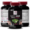 Suplemen Rambut Abu-abu - GRAY HAIR REVERSE - rambut revitalisasi, warna rambut yang intens, bersinar alami, warna dinamis, penampilan rambut baru, bersinar rambut, getaran segar, warna-energi 1Bot 60Caps