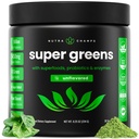 NutraChamps Super Greens Powder Premium Superfood 124; 20 + Organic Green Vedgie Whole Foods 124; Wheat Grass, Spirulina, Chlorella Antioksidant, Digeoxidant Enzyme & Probiotic Blends (9.0 Oz, Unflabited)