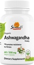Sewanti Organic Ashwagandha Capsules - Natural Stress Relief & Energy Boost - Dietary Suplemen Tinggi Ekstrak 60 Vegan Capsules - 500mg