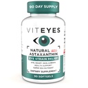 Viteyes Natural Astaxanthin, Relieve Retiest Eyes & Eye Strain, Sourced from Algae, Skin Hydration, Heart & Brain Health, 4-8 mg Natural Astaxanthin, 90 Softgels