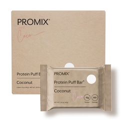 Protein Nutrition Promix Puff Bars - Coconut - Marshmallow Crispy Treat - Great Tasting & Heally On The Go Snack - High Protein & Low Calorie - Free From Gluten, Soy, & Corn - 12 Bars