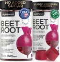 Cherry Flavored Beet Root Chews Enhanced - Gummies (60) for Nitric Oxide Boost - Superfood Support Support Support with Nitrates - Mempertahankan Tekanan Darah Sehat Levels