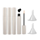 Lasenersm 4 Pieces 5ml Aluminum Kosong Eyeliner Tubes Refilable Eyelash Growth Liquid Bottle Plastic Eyeliner Vials dengan Brush Eyelash Growth Oil Mascara Link dengan 2 Mini Funnels, Matte- Silver