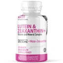 Fusion Alam Nutri Lutein 20mg Eye Vitamins Kompleks - Triple Carotenoid Formula - Lutein dan Dalxanthin - Berisi Zinc, Vitamin A, C, D3, E, Folate - 60 Capsules