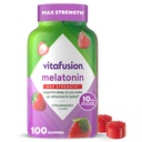 vitafusion Max Kekuatan 10 mg Melonain Gummies, Strawberry Flavored, Dewasa Melonatin Gummy Vitamin Suplemen, 100 Count, 50 Hari Suppply