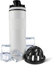 Ice Shaker Insulated Stainless Steel Shaker Bottle 124; 20 oz, White Hoble 124; Cold for 24 + Hours 124; Insulated Cup with Twist-on Agator 124; Odor- Free Bottle for Protein Shakes, Water, Smoothies, Cocktails