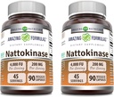 Amazing Formula Nattokinase Dieter Suplemen 100 mg Veggie Capsules Suplemen 124; 2000 FU Enzyme Activity; Non-GMO 124; Gluten Free 124; Made in USA (90 Count 124; 2 Pack)