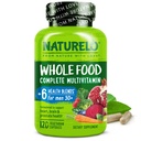 NATURELO Whole Food Multivitamin for Men 50 + - dengan Vitamin, Mineral, Ekstraksi Organic Herbal - Vegan Vegetarian - untuk Energi, Otak, Hati dan Mata Kesehatan - 120 Capsules