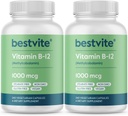 BESTVITE Vitamin B12 (Methylcobalamin) 1000mcg (480 Vegetarian Capsules) (2 x 240) (Metil B12) - Tidak Stearat - Vegan - Non GMO - Gluten Bebas