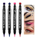 BINGBRUUSH Double@-@ sided Limid Stamp Eyeliner Pen, Face Stamps Makeup Sangat Anti-Hitam Slim Gel Feels Tip High Black Pigment Liquid Eyeliner & Seal resina para tips de gel (Berwarna)