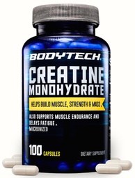 BODYTECH Creatine Monohydrate Capsules a Micronized a Dulcle Strength, Mass, and Endurance (100 Kapsul)