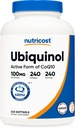 Nutricost Ubiquinol Softgels (100mg, 240 Softgels) - Afforor Absorpsi Antioksidant 124; Formasi Aktif CoQ10 - Gluten Bebas, Non-GMO