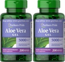 Puritan 's Pride Aloe Vera Extract 25mg (5000mg Equivalen) Softgels, 200 Count (Packaging May Vary) (Pack of 2)