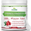 Zazzee D-Mannose Powder Plus, 2000 mg, 67 hamba, Mampu & Fasten- Akting, Ditambah 5 Milyar CFU Progories dan Murni Cranberry Juice Extract, Kosher, Free Scoop, 6.5 Oz, Gluten- Free, Non-GMO All- Natural