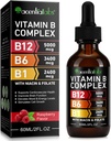 Vitamin B12 Liquid Drops - Vegan B12 Vitamin B12 Sublingual Drops - Organic Vitamin B-Complex B5 Pantothenic Acid - Vegan B12 Sublinual 5000 mcg dengan Vitamin B6, Cair B12 Methoycolamin Support