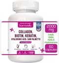 Collagen Biotin Kertin Hyaluronic Acid Suplement with Vitamin E, Folic Acid, Pumpkin Seed and MSM, 60 Capsules, 1000 mg