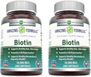 Amazing Formulas Biotin 10.000 mcg Veggie Capsules 124; Vitamin B7 Suplemen 134; Non-GMO 124; Gluten Free 124; Dibuat di USA (200 Count 124; 2 Pack)