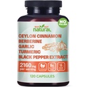 5 in- 1 Organ Ceylon Cinnamon Capsules dengan Berberine, Garlic, Turmeric, Black Pepper Extract Pills