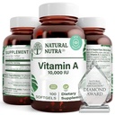 Natural Nutra Vitamin A 10.000 IU Softgels - High Potency Eye and Skin Vitamin - Gluten- Free - Suplemen untuk Seight & Skin Health - Ikan Liver Oil untuk Pria dan Perempuan, Gluten Free 250 Softgels (2 Pack)