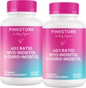 Pink Stork Myo- Inositol & D-Chiro Inositol Suplemen - Keseimbangan Hormonal untuk Perempuan - Dukungan Ovarian - 40: 1 Rasio - Suplemen Kesuburan Untuk Perempuan - 180 Capsules, 2 Bulan Suppply